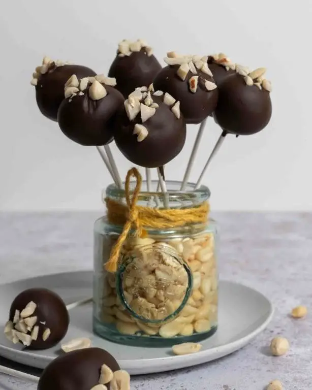 Peanut Butter Cake Pops Covered in Milk Chocolate