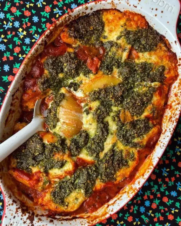 Pesto and Goat Cheese Stuffed Shells