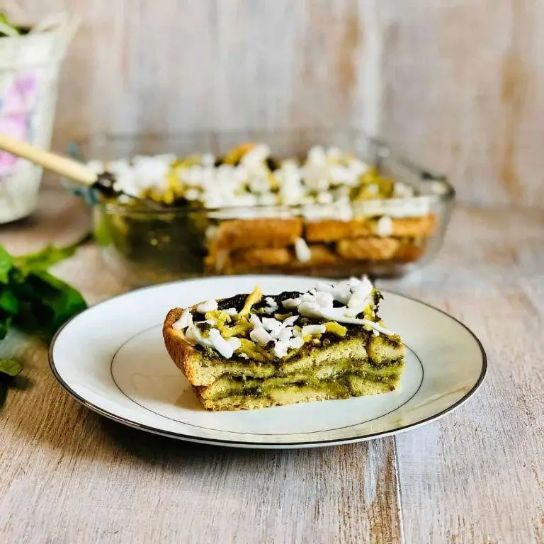 Pesto and Mozzarella Bread Pudding
