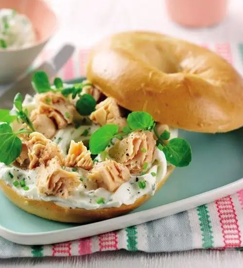 Pink Salmon and Cream Cheese Bagel