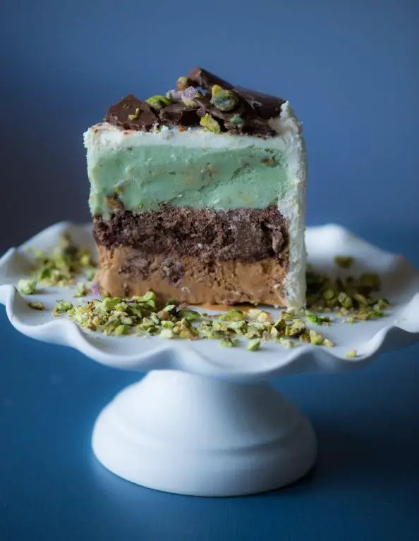 Pistachio Almond Ice Cream Cake