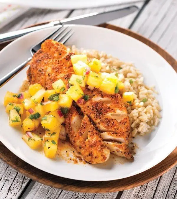 Poached Mahi-Mahi with Pineapple and Jalapeno