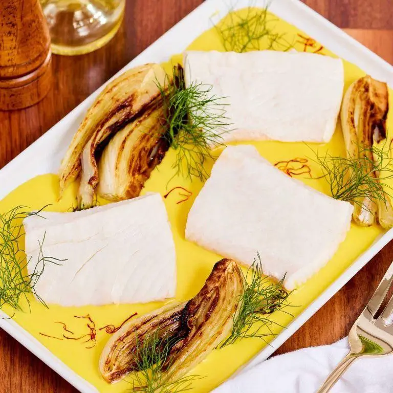 Poached Sea Bass with Saffron and Fennel