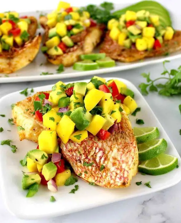 Poached Snapper with Mango Salsa