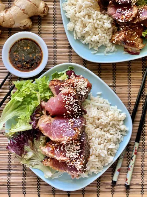 Poached Tuna Steaks with Soy Sauce and Ginger