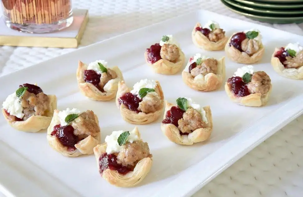 Puff Pastry Turkey and Cranberry Bites