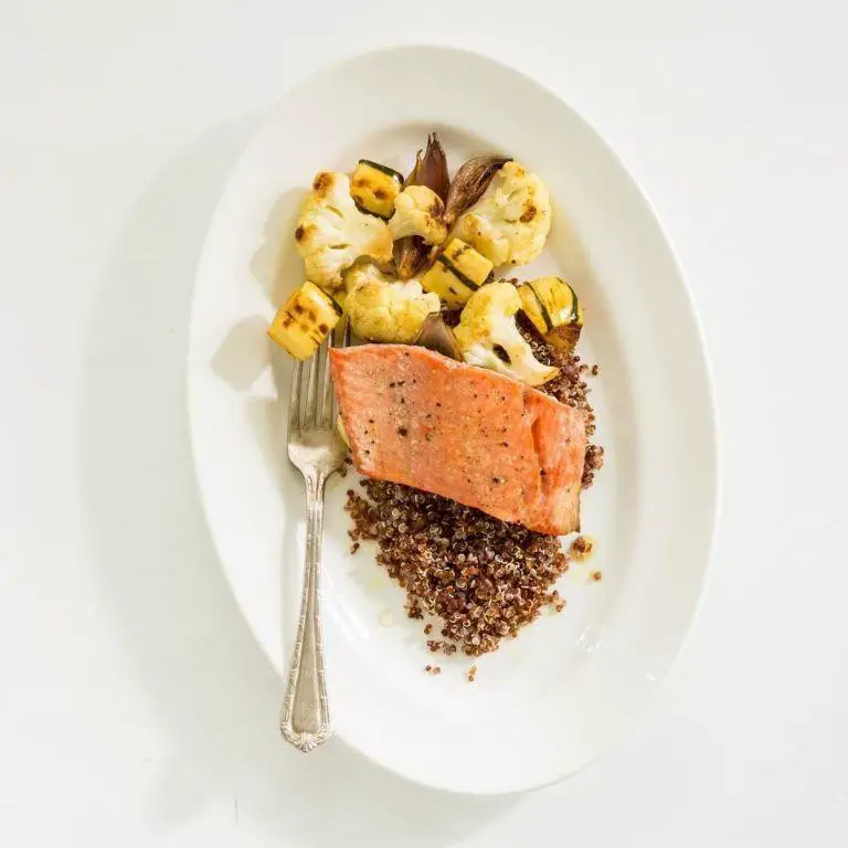 Quinoa Crusted Salmon with Roasted Vegetables