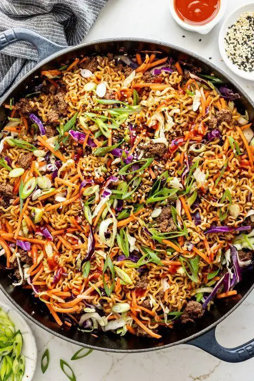 Ramen Noodle Cole Slaw with Beef and Ginger Soy Dressing