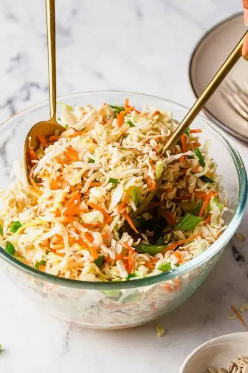 Ramen Noodle Cole Slaw with Grilled Chicken and Honey Mustard