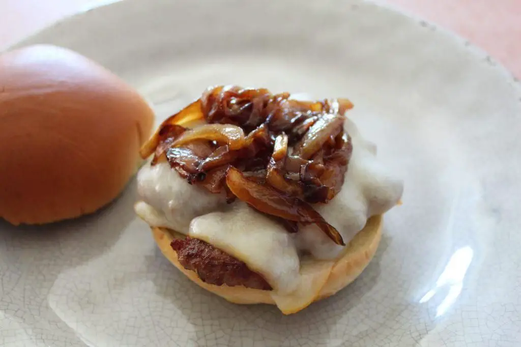 Ranch Pork Chop Burgers with Caramelized Onions
