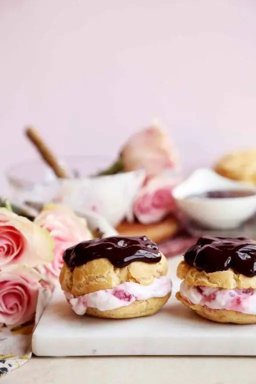 Raspberry Rose Cream Puffs