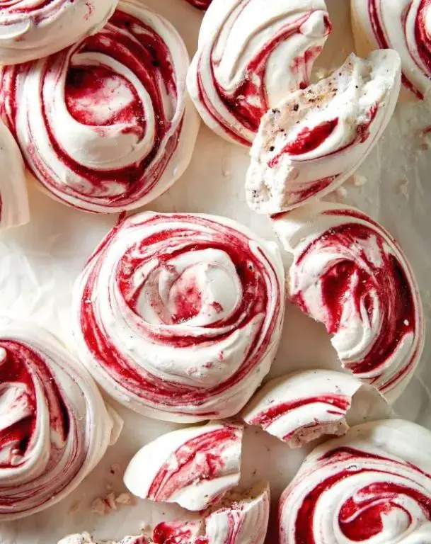 Raspberry Swirl French Meringues