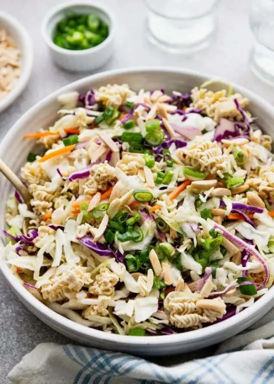Refreshing Ramen Noodle Cole Slaw with Cucumber and Mint