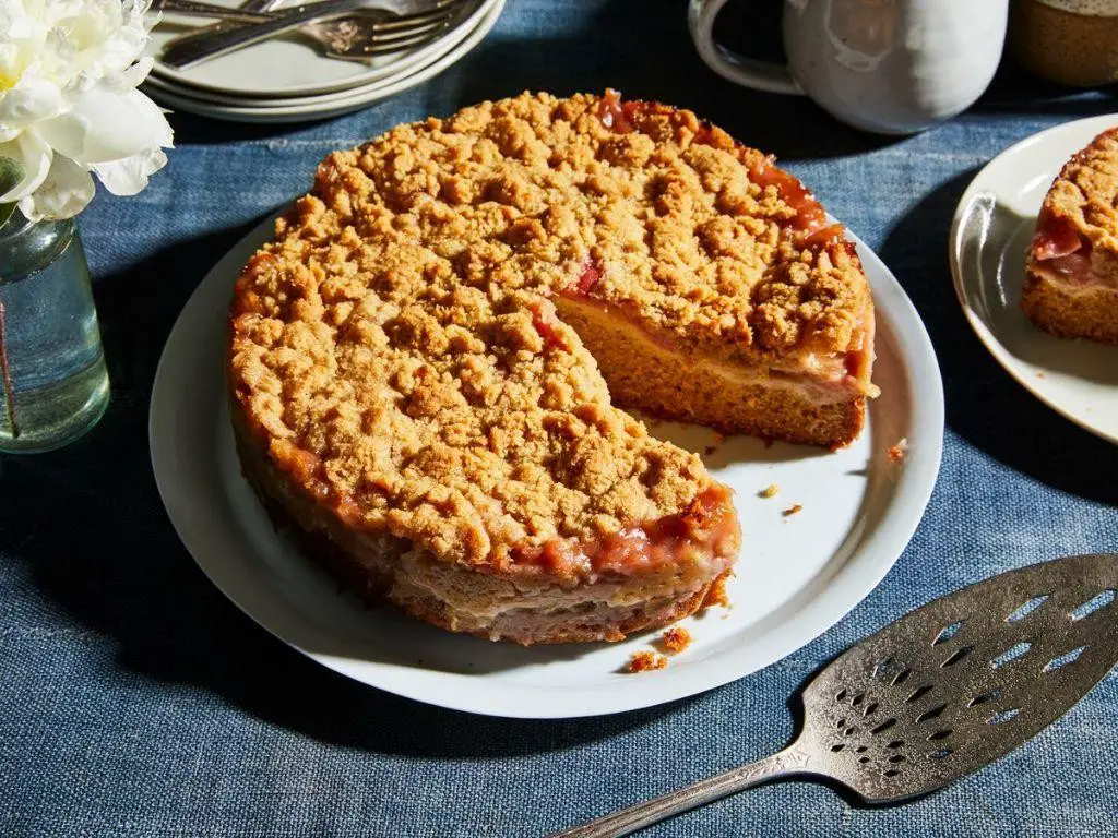 Rhubarb Cardamom Coffee Cake