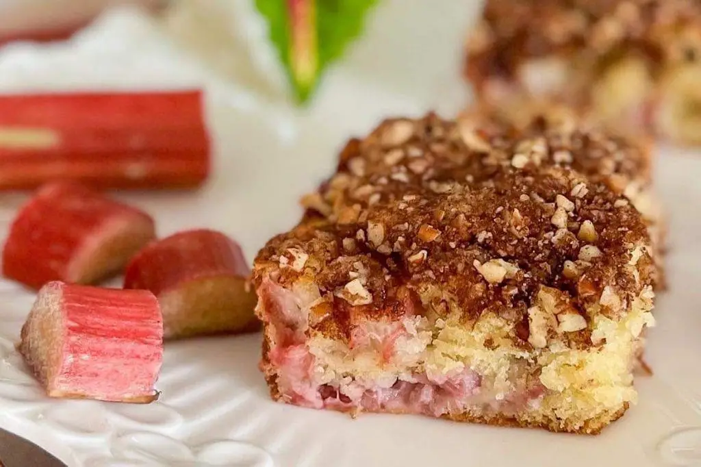 Rhubarb Walnut Coffee Cake