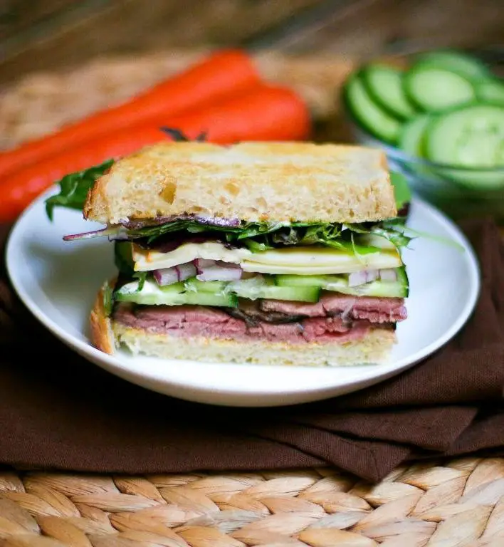 Roast Beef Club Sandwich with Horseradish Sauce