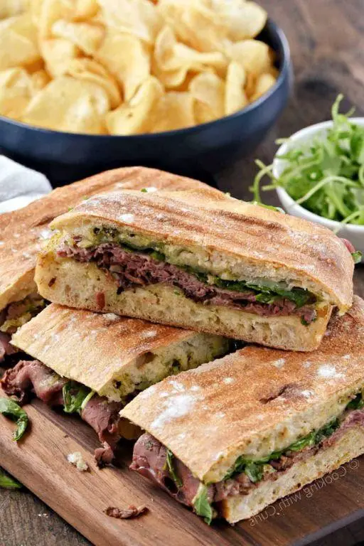 Roast Beef Sandwich with Pesto and Mozzarella