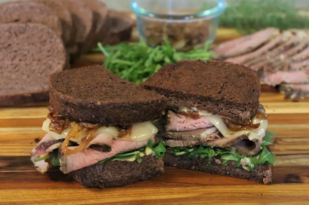 Roast Beef and Swiss Cheese Sandwich on Rye
