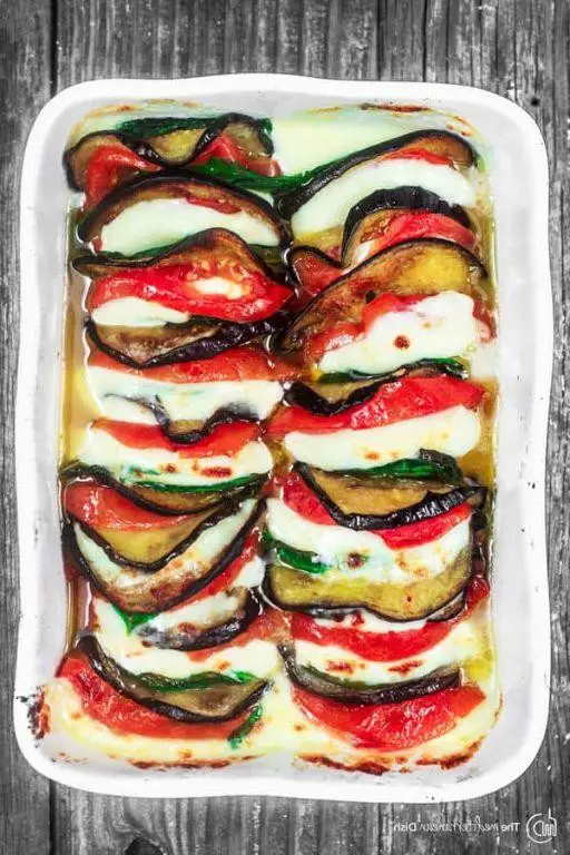 Roasted Eggplant with Tomatoes and Mozzarella