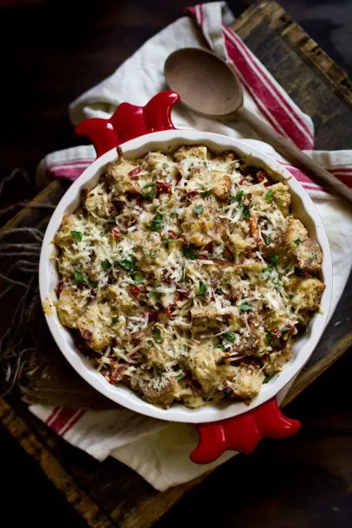 Roasted Red Pepper and Gouda Bread Pudding