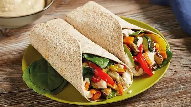 Roasted Vegetable and Hummus Wraps