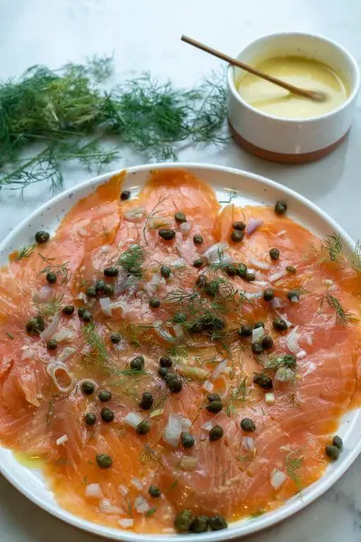 Salmon Carpaccio with Lemon Dressing