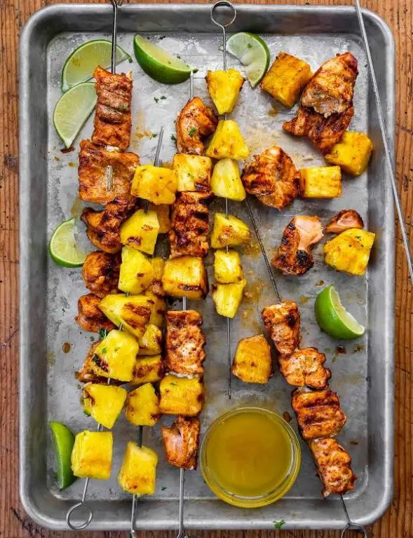 Salmon Kebabs with Pineapple