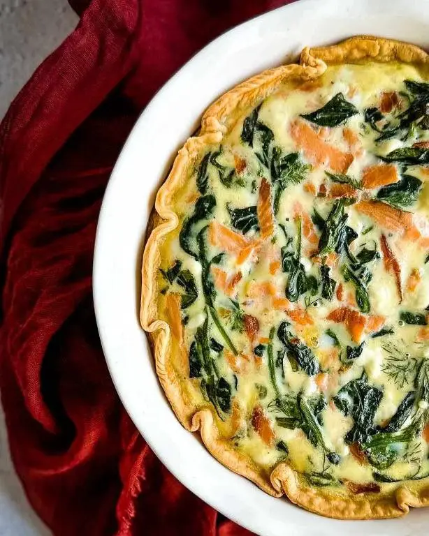 Salmon Quiche with Spinach and Feta