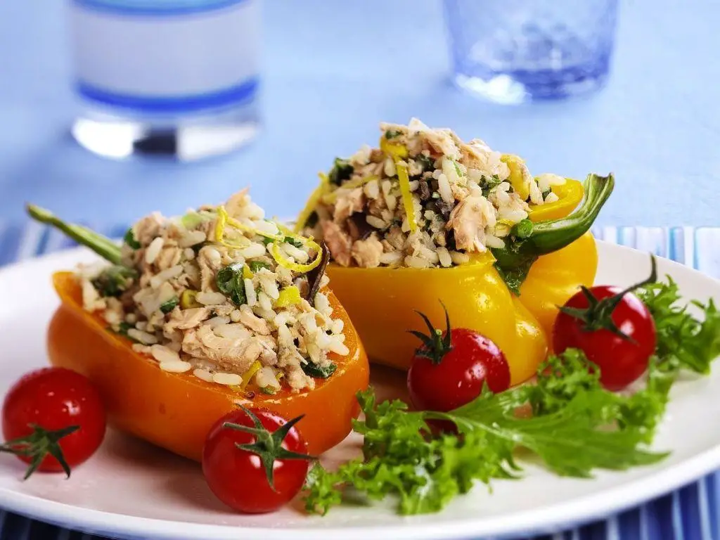 Salmon and Rice Stuffed Peppers