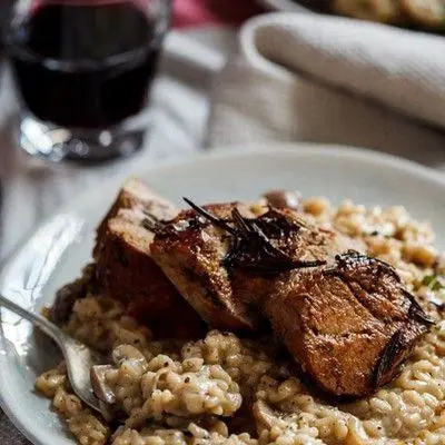 Salt Pork and Mushroom Risotto