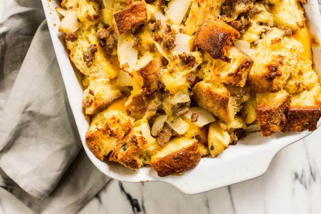 Sausage and Apple Savory Bread Pudding