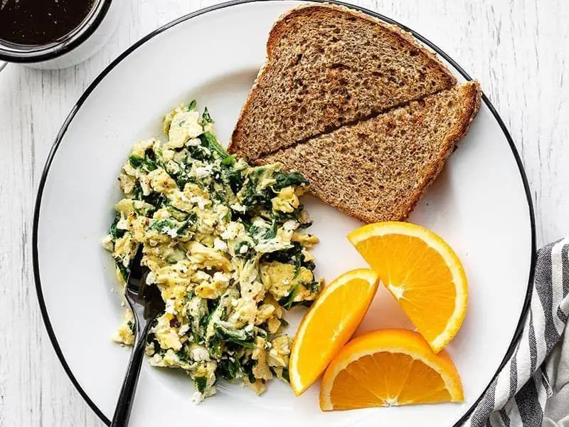 Scrambled Eggs with Spinach and Feta