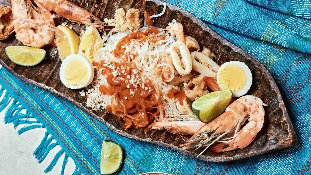 Seafood Palabok with Squid and Mussels