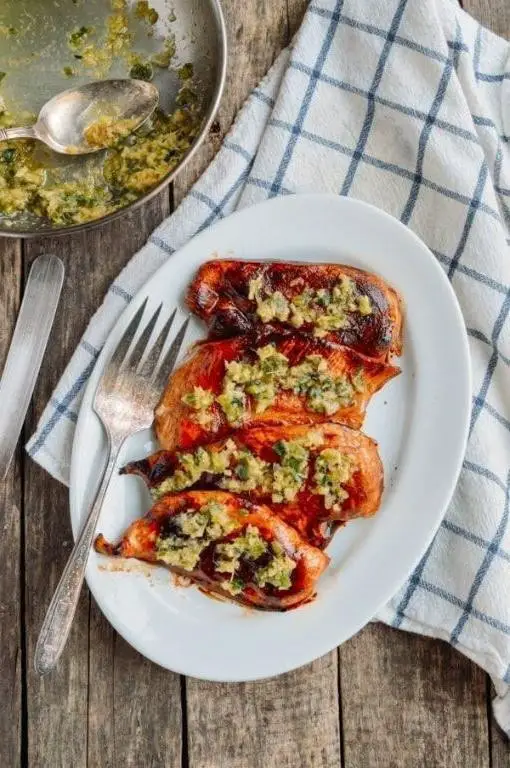 Sesame Soy Baked Chicken Breast with Ginger Scallion Sauce