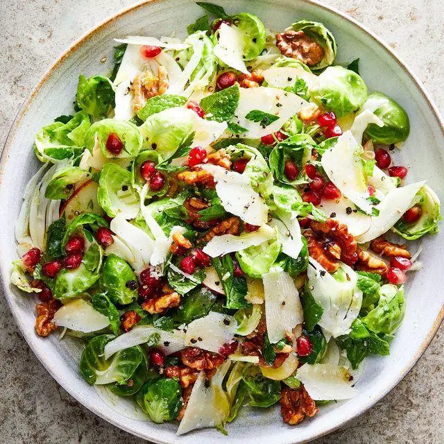 Shaved Brussel Sprouts Salad with Apples and Walnuts