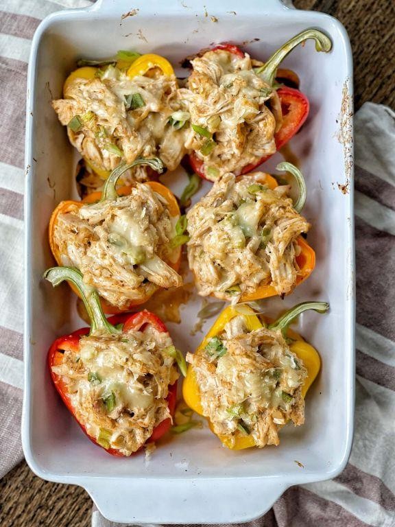Shredded Chicken Thigh Stuffed Peppers