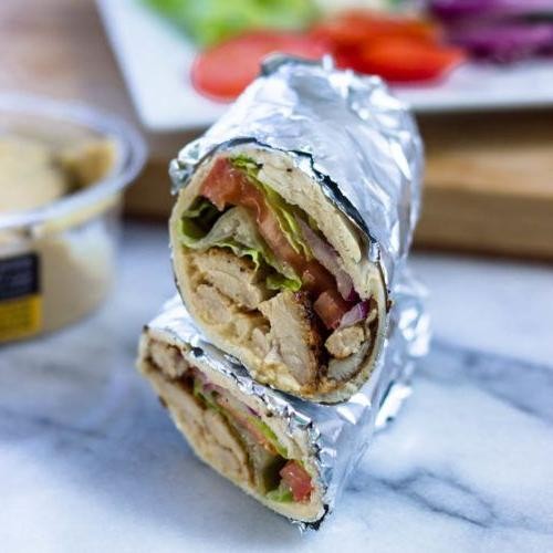 Shredded Chicken Thigh Wraps with Hummus