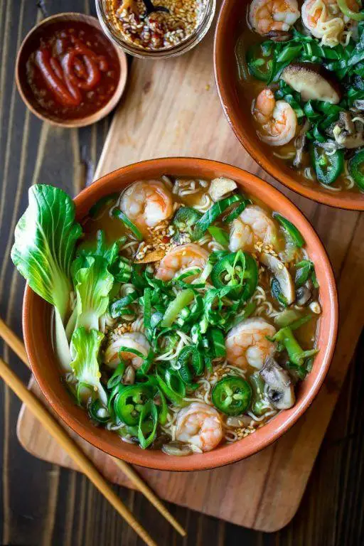 Shrimp and Spinach Ramen Bowl