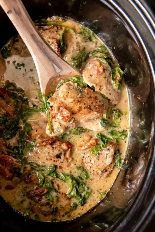 Slow Cooker Chicken Thighs with Mushrooms and Herbs