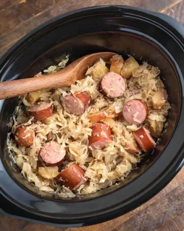 Slow Cooker Sausage and Sauerkraut
