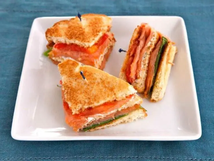 Smoked Salmon Club Sandwich with Cream Cheese
