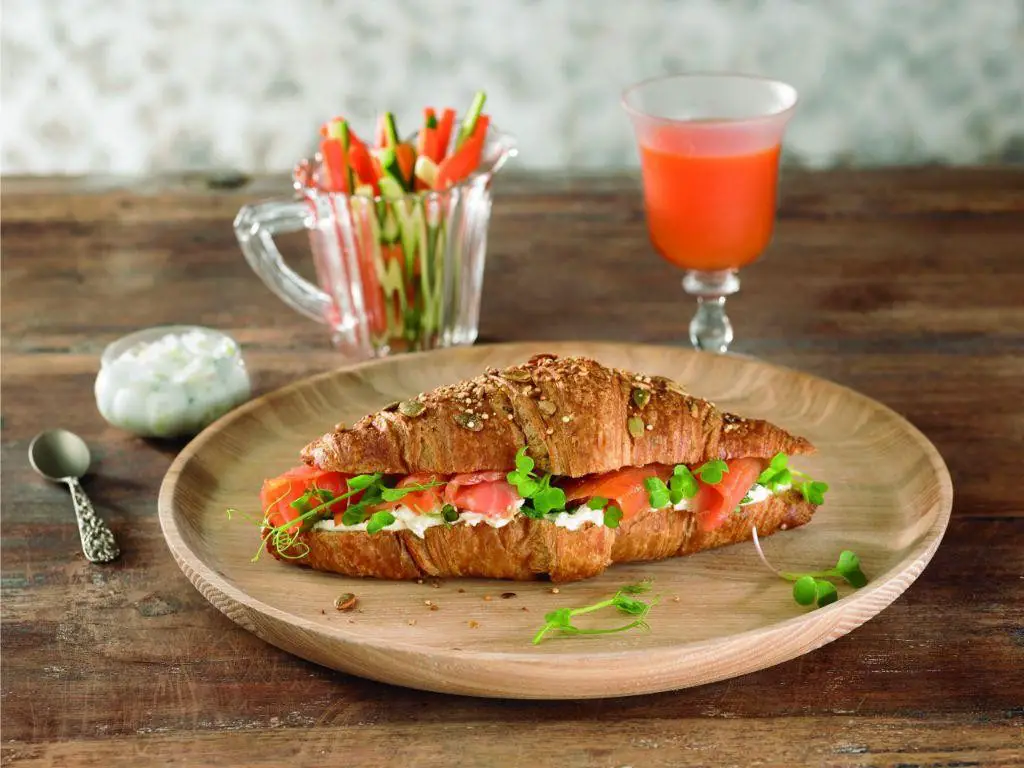 Smoked Salmon and Cream Cheese Croissant Sandwich