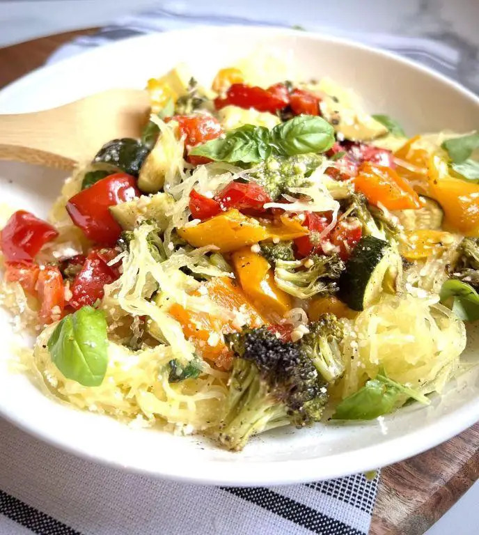 Spaghetti Squash Pasta with Roasted Vegetables
