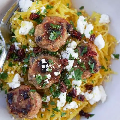 Spaghetti Squash Pasta with Turkey and Cranberry Sauce