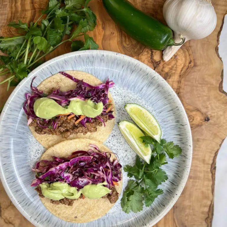 Spicy Bison Tacos with Avocado Cream