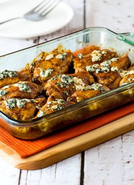 Spicy Buffalo Baked Chicken Breast with Blue Cheese Sauce