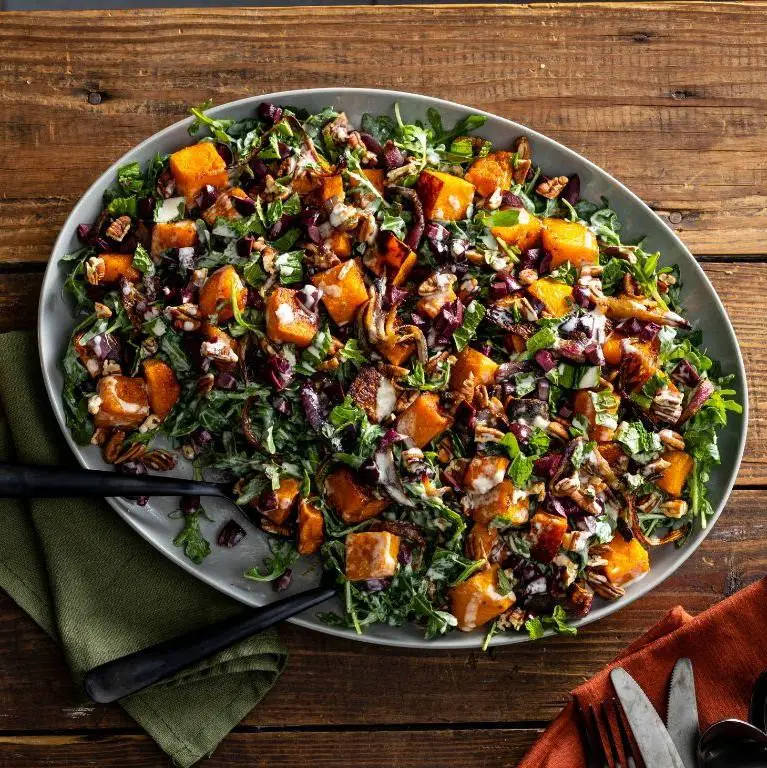 Spicy Butternut Squash Salad with Tahini Dressing