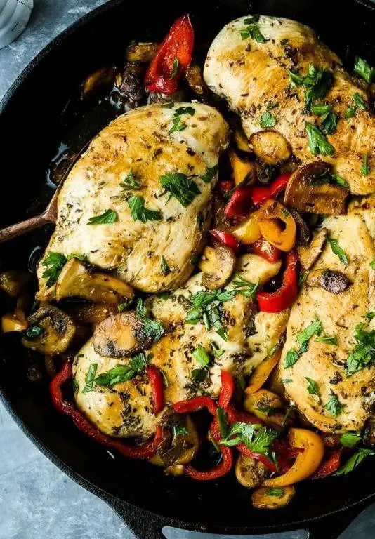 Spicy Chicken Thighs with Mushrooms and Peppers