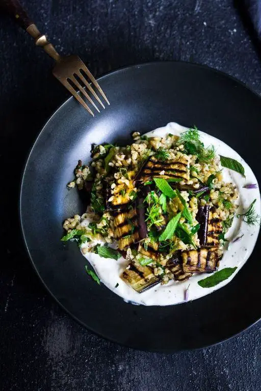 Spicy Eggplant Salad with Yogurt Dressing