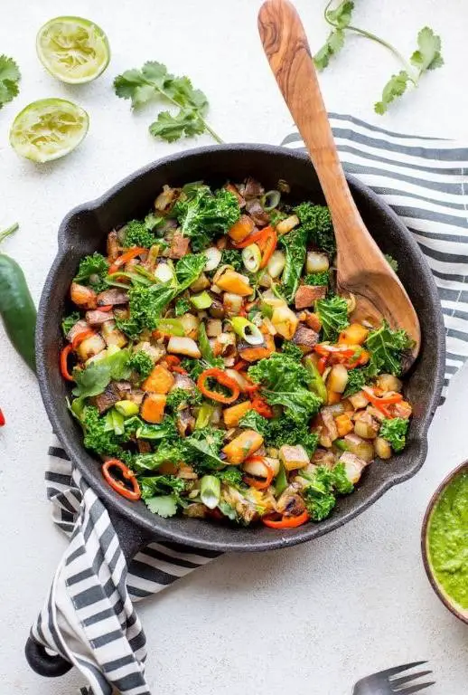 Spicy Kale and Sweet Potato Hash